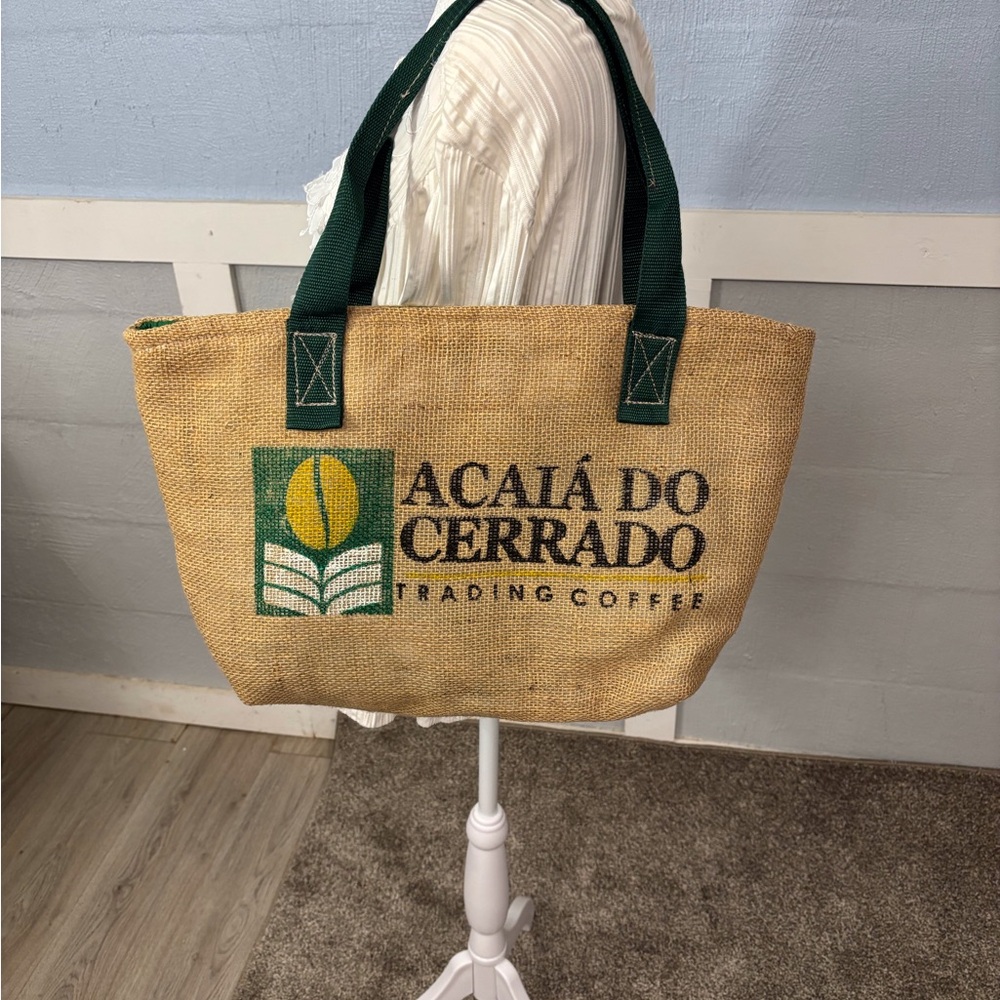 Burlap Shoulder Bag by Bad Hair Bags Large Coffee Bean Sack Padded Green Inside